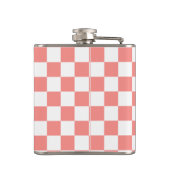 Pastel Rood Wit Geruit Checkerboard  Heupfles (Achterkant)