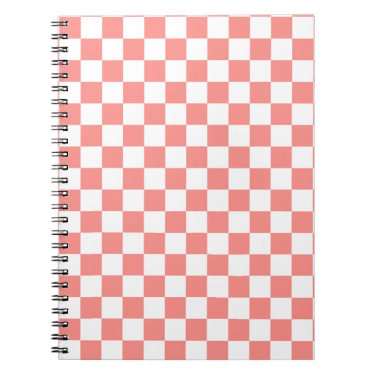 Pastel Rood Wit Geruit Checkerboard Notitieboek (Voorkant)