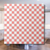 Pastel Rood Wit Geruit Checkerboard Tegeltje