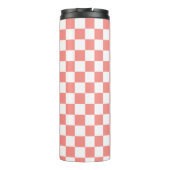 Pastel Rood Wit Geruit Checkerboard Thermosbeker (Achterkant)