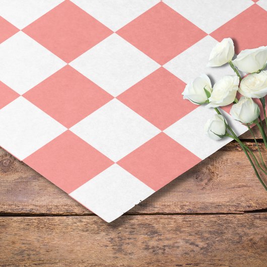 Pastel Rood Wit Geruit Checkerboard  Tissuepapier