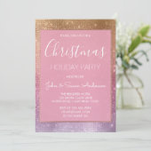 Pastel Roos Gold - Roze Kerstfeest Uitnodiging (Staand voorkant)