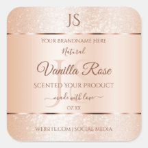 Pastel Roos Koraal Glitter-Initialen Productlabels