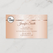Pastel Roos Koraal Mousserende Logo Initialen Visitekaartje (Achterkant)