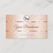 Pastel Roos Koraal Mousserende Logo Initialen Visitekaartje (Voorkant)