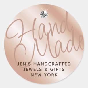 Pastel Roos Koraal Shimmery Sparkle Handgemaakte L Ronde Sticker