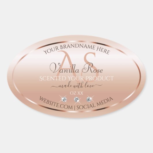 Pastel Roos Koral Product Labels juwelen Initialen (Voorkant)