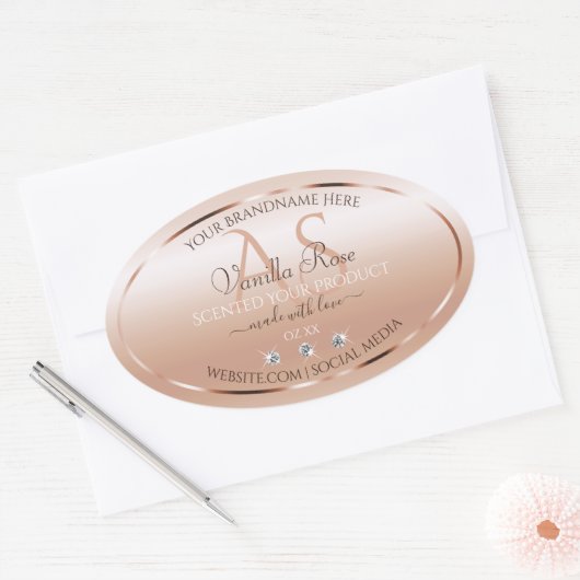 Pastel Roos Koral Product Labels juwelen Initialen (Envelop)