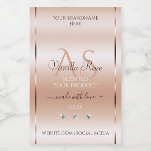 Pastel Roos Koral Product Labels juwelen Initialen Voedselcontainer Etiket