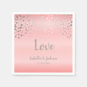 Pastel Roos Roze en Zilveren Confetti Stippen Servetten (Voorkant)