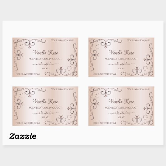 Pastel Roos Roze productlabels hoeken Rechthoekige Sticker (Vel)