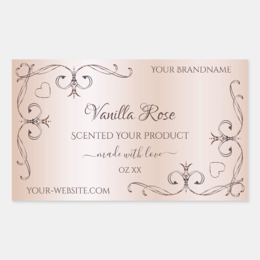 Pastel Roos Roze productlabels hoeken Rechthoekige Sticker (Voorkant)