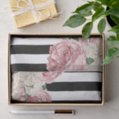 Pastel Roos, zwart, witte strepen Tissuepapier (Geschenk)