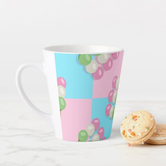 Pastel Rose Bleu À damiers Dango Latte Mug (En situation)