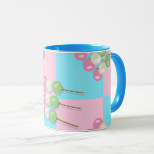 Pastel Rose Bleu À damiers Dango Mug