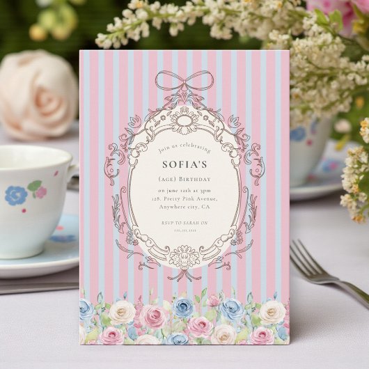 Pastel Rose Bouquet coquette Birthday Kaart