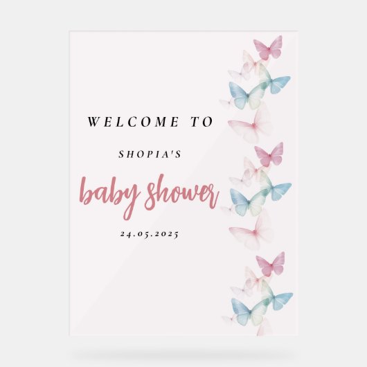 "Pastel Rose Butterfly Welcome (Recto)