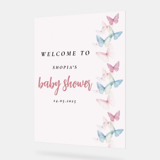 "Pastel Rose Butterfly Welcome (Angle)