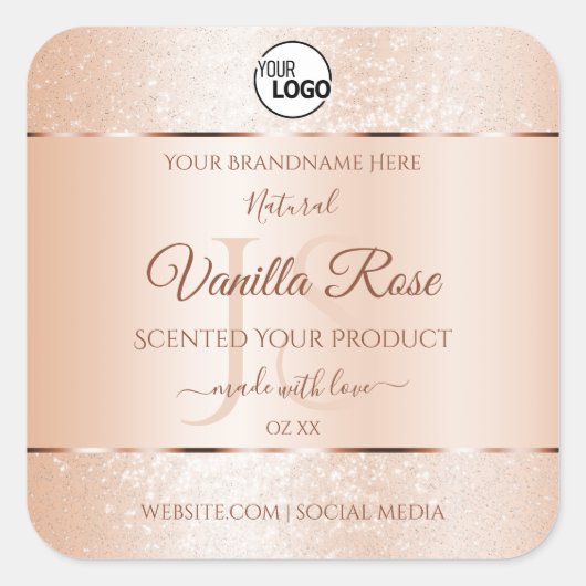 Pastel Rose Coral Produit Étiquettes Initiales Ajo (Devant)