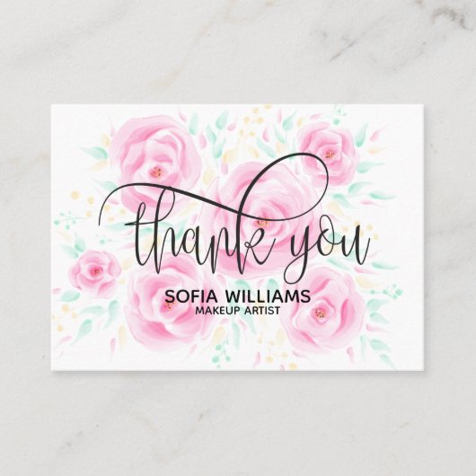 Pastel Rose Floral Carte de remerciements girly (Devant)