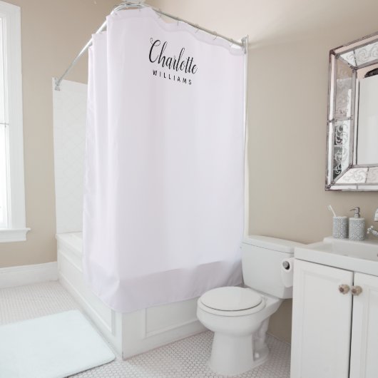 Pastel rose Monogramme rideau de douche (En situation)
