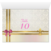 Pastel rose & or sur blanc damassé numéro de table (Intérieur Horizontal (Bas))