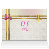 Pastel rose & or sur blanc damassé numéro de table (Intérieur Horizontal (Haut))