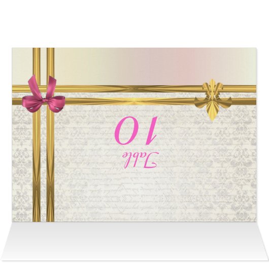 Pastel rose & or sur blanc damassé numéro de table (Intérieur Horizontal (Haut))