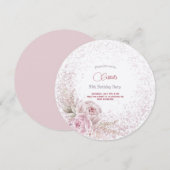 Pastel rose roses adultes invitation d'anniversair (Devant / Derrière)