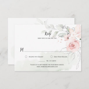 Pastel Rose Roses Pale Vert Feuilles Floral RSVP
