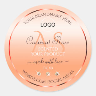 Pastel Rose Saumon Produit Étiquette Monogramme et