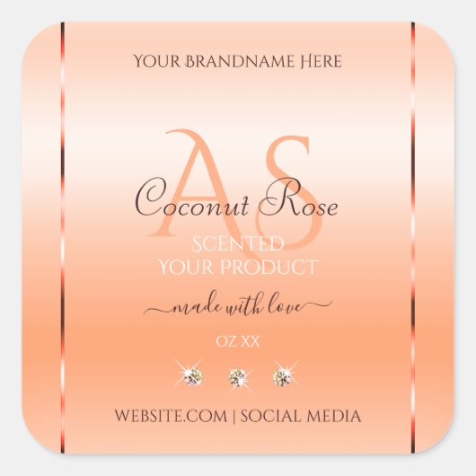 Pastel Rose Saumon Produit Étiquettes Bijoux Monog (Devant)