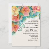 Pastel rose Turquoise jaune Faire-part de mariage (Devant)