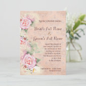 Pastel Roses & Calla Lilies Faire-part de mariage (Debout devant)