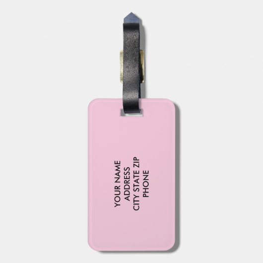 Pastel roze aangepaste monogram reizen bagagelabel (Achterkant verticaal)