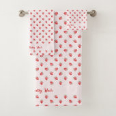 Pastel Roze Aardbei met Bow Pattern Handdoek (Insitu)