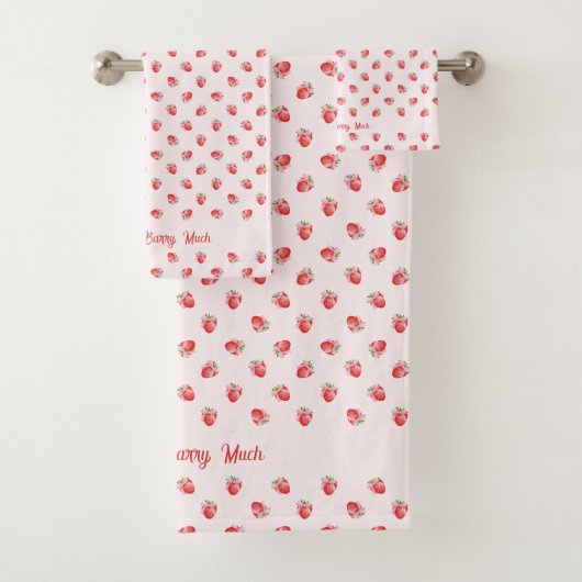 Pastel Roze Aardbei met Bow Pattern Handdoek (Insitu)