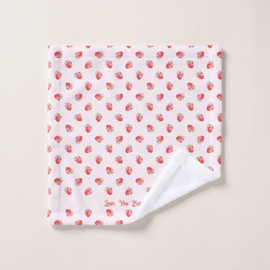 Pastel Roze Aardbei met Bow Pattern Handdoek (Wasdoekje)