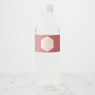 Pastel Roze Aardbei Minimalistische Verjaardag Waterfles Etiket