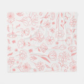 Pastel Roze Abstract Bloemen Botanische Inkt Art P Fleece Deken (Voorkant (Horizontaal))