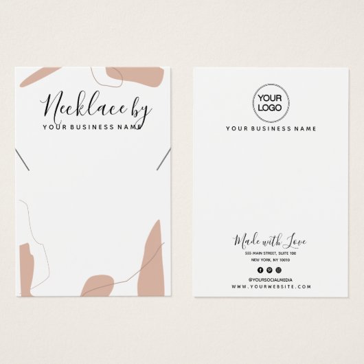 Pastel Roze Abstract Ketting Kaart (Voorkant /achterkant)