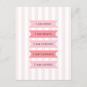 Pastel roze affirmaties briefkaart