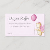 Pastel roze Baby draak met ballonvaarder Raffle Informatiekaartje (Voorkant)