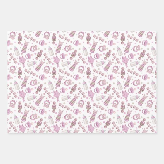 pastel roze baby meisje inpakpapier vel (Voorkant 2)