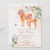 Pastel roze baby paard met moederbaby shower kaart (Voorkant)