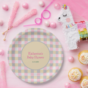 Pastel Roze Baby Shower Papieren Bordje
