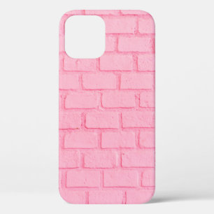 Pastel roze baksteen achtergrond wand textuur roze iPhone 12 hoesje