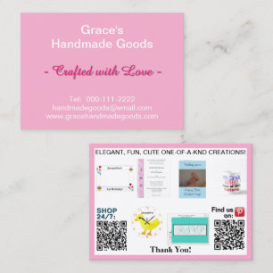 Pastel Roze Bedrijfsfoto's QR Codes 3.5 x 2.5 Visitekaartje