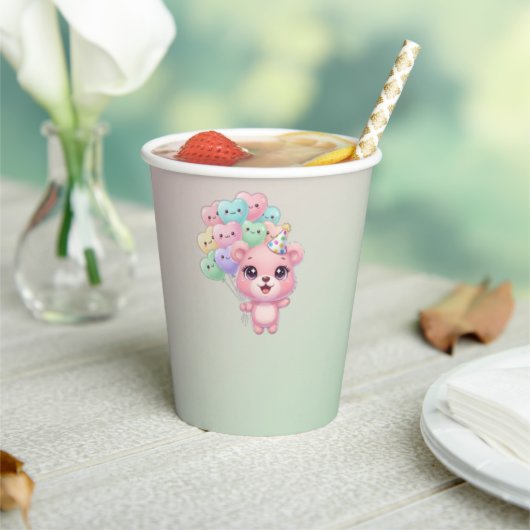 Pastel Roze Beer Baby shower Cups Papieren Bekers (Insitu)