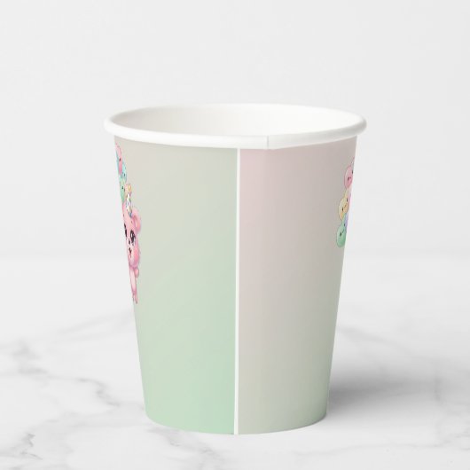 Pastel Roze Beer Baby shower Cups Papieren Bekers (Rechts)